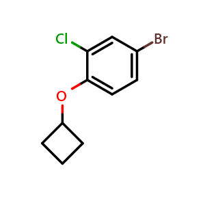 Chemical structure of 4-Bromo-2-chloro-1-cyclobutoxybenzene , CAS 1683546-83-9, AChemBlock AD295773
