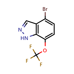 Chemical structure of 4-bromo-7-(trifluoromethoxy)-1H-indazole , CAS 1956370-44-7, AChemBlock AD295778