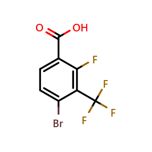 Chemical structure of 4-bromo-2-fluoro-3-(trifluoromethyl)benzoic acid , CAS 194804-96-1, AChemBlock AD295781