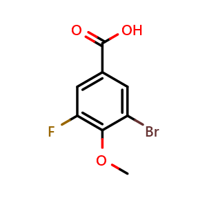 Chemical structure of 3-bromo-5-fluoro-4-methoxybenzoic acid , CAS 445019-47-6, AChemBlock AD295789