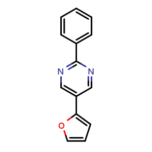 Chemical structure of 5-(furan-2-yl)-2-phenylpyrimidine , CAS 19808-33-4, AChemBlock AD295790