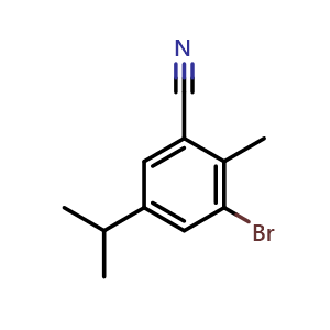 Chemical structure of 3-bromo-5-isopropyl-2-methylbenzonitrile , CAS 2918844-81-0, AChemBlock AD295794
