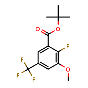 Chemical structure of tert-butyl 2-fluoro-3-methoxy-5-(trifluoromethyl)benzoate , CAS 2918858-89-4, AChemBlock AD295798