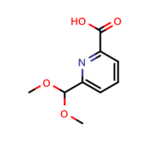 Chemical structure of 6-(dimethoxymethyl)picolinic acid , CAS 118130-86-2, AChemBlock AD295808