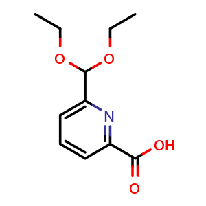 Chemical structure of 6-(diethoxymethyl)picolinic acid , CAS 1044210-11-8, AChemBlock AD295809