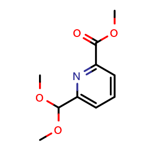 Chemical structure of methyl 6-(dimethoxymethyl)picolinate , CAS 118130-85-1, AChemBlock AD295810