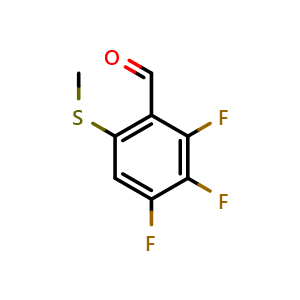 Chemical structure of 2,3,4-trifluoro-6-(methylthio)benzaldehyde , CAS 2918830-29-0, AChemBlock AD295816