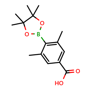 Chemical structure of 3,5-dimethyl-4-(4,4,5,5-tetramethyl-1,3,2-dioxaborolan-2-yl)benzoic acid , CAS 2120426-73-3, AChemBlock AD295817