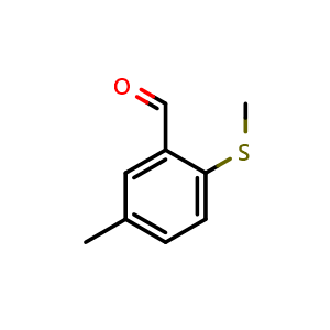 Chemical structure of 5-methyl-2-(methylthio)benzaldehyde , CAS 13616-73-4, AChemBlock AD295822