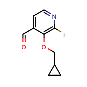 Chemical structure of 3-(cyclopropylmethoxy)-2-fluoroisonicotinaldehyde , CAS 1289265-62-8, AChemBlock AD295824