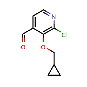 Chemical structure of 2-chloro-3-(cyclopropylmethoxy)isonicotinaldehyde , CAS 1289061-80-8, AChemBlock AD295826
