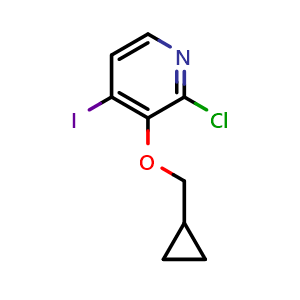 Chemical structure of 2-chloro-3-(cyclopropylmethoxy)-4-iodopyridine , CAS 2969446-03-3, AChemBlock AD295827