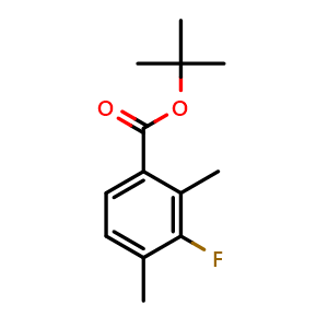 Chemical structure of tert-butyl 3-fluoro-2,4-dimethylbenzoate , CAS 2918839-22-0, AChemBlock AD295830