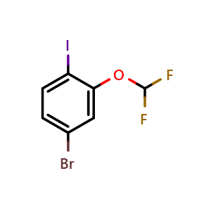 Chemical structure of 4-bromo-2-(difluoromethoxy)-1-iodobenzene , CAS 1000575-32-5, AChemBlock AD295831