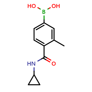 Chemical structure of (4-(cyclopropylcarbamoyl)-3-methylphenyl)boronic acid , CAS 1365243-78-2, AChemBlock AD295834