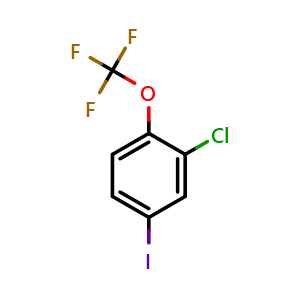Chemical structure of 2-chloro-4-iodo-1-(trifluoromethoxy)benzene , CAS 1198422-69-3, AChemBlock AD295845
