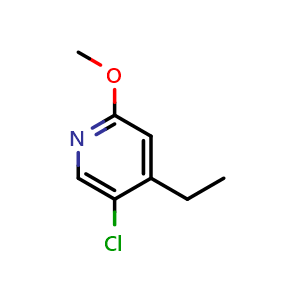 Chemical structure of 5-chloro-4-ethyl-2-methoxypyridine , CAS 2969391-39-5, AChemBlock AD295849