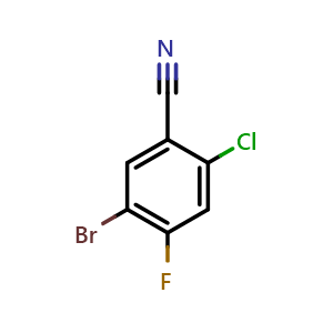Chemical structure of 5-bromo-2-chloro-4-fluorobenzonitrile , CAS 1892285-40-3, AChemBlock AD295868