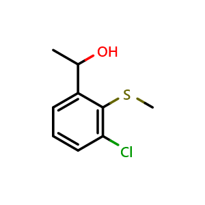 Chemical structure of 1-(3-chloro-2-(methylthio)phenyl)ethanol , CAS 2918887-85-9, AChemBlock AD295870