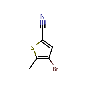 Chemical structure of 4-bromo-5-methylthiophene-2-carbonitrile , CAS 1112457-36-9, AChemBlock AD295871