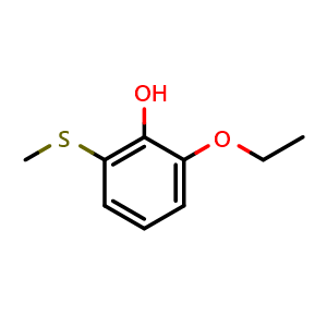 Chemical structure of 2-ethoxy-6-(methylthio)phenol , CAS 2918958-27-5, AChemBlock AD295875