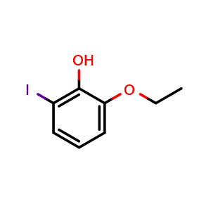 Chemical structure of 2-ethoxy-6-iodophenol , CAS 2639571-92-7, AChemBlock AD295877