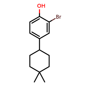 Chemical structure of 2-bromo-4-(4,4-dimethylcyclohexyl)phenol , CAS 2901110-01-6, AChemBlock AD295879