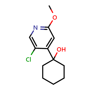 Chemical structure of 1-(5-chloro-2-methoxypyridin-4-yl)cyclohexanol , CAS 2901065-96-9, AChemBlock AD295882