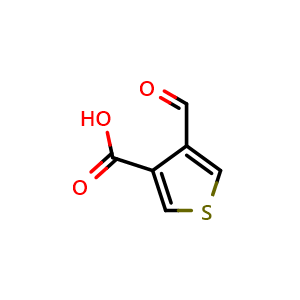 Chemical structure of 4-formylthiophene-3-carboxylic acid , CAS 53686-05-8, AChemBlock AD295887