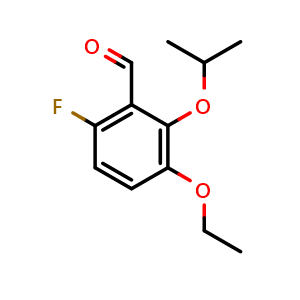 Chemical structure of 3-ethoxy-6-fluoro-2-isopropoxybenzaldehyde , CAS 2969450-03-9, AChemBlock AD295890