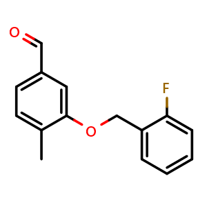 Chemical structure of 3-((2-fluorobenzyl)oxy)-4-methylbenzaldehyde , CAS 2918932-67-7, AChemBlock AD295891