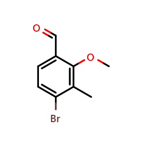 Chemical structure of 4-bromo-2-methoxy-3-methylbenzaldehyde , CAS 52045-23-5, AChemBlock AD295899
