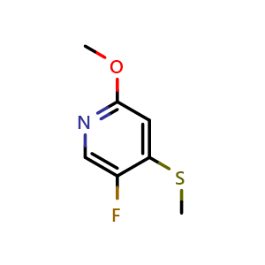 Chemical structure of 5-fluoro-2-methoxy-4-(methylthio)pyridine , CAS 2918854-70-1, AChemBlock AD295906