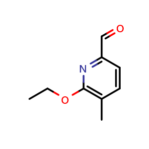 Chemical structure of 6-ethoxy-5-methylpicolinaldehyde , CAS 1822646-26-3, AChemBlock AD295907