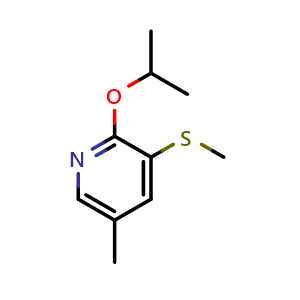 Chemical structure of 2-isopropoxy-5-methyl-3-(methylthio)pyridine , CAS 2918843-79-3, AChemBlock AD295908
