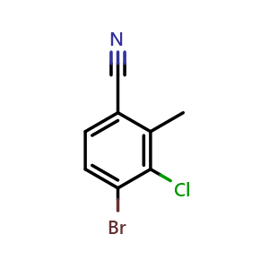 Chemical structure of 4-bromo-3-chloro-2-methylbenzonitrile , CAS 1349716-41-1, AChemBlock AD295915
