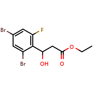 Chemical structure of ethyl 3-(2,4-dibromo-6-fluorophenyl)-3-hydroxypropanoate , CAS 2918937-54-7, AChemBlock AD295917