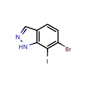 Chemical structure of 6-bromo-7-iodo-1H-indazole , CAS 2969465-01-6, AChemBlock AD295919