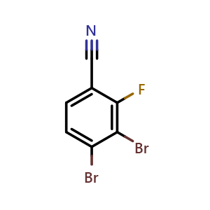 Chemical structure of 3,4-dibromo-2-fluorobenzonitrile , CAS 1506209-58-0, AChemBlock AD295920