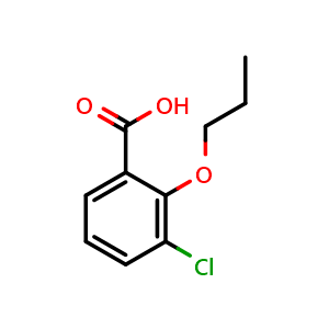Chemical structure of 3-chloro-2-propoxybenzoic acid , CAS 1565662-74-9, AChemBlock AD295923
