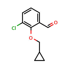 Chemical structure of 3-chloro-2-(cyclopropylmethoxy)benzaldehyde , CAS 1289003-80-0, AChemBlock AD295928