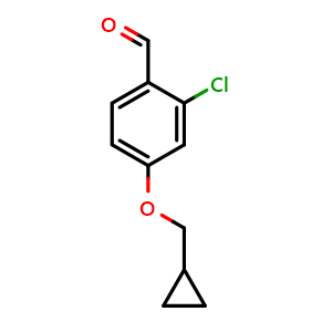 Chemical structure of 2-chloro-4-(cyclopropylmethoxy)benzaldehyde , CAS 1224719-00-9, AChemBlock AD295929