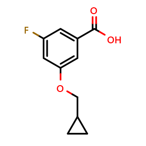 Chemical structure of 3-(cyclopropylmethoxy)-5-fluorobenzoic acid , CAS 1369891-17-7, AChemBlock AD295933