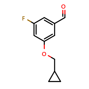 Chemical structure of 3-(cyclopropylmethoxy)-5-fluorobenzaldehyde , CAS 1289156-24-6, AChemBlock AD295934