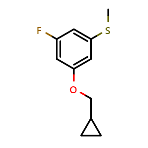 Chemical structure of (3-(cyclopropylmethoxy)-5-fluorophenyl)(methyl)sulfane , CAS 2918938-23-3, AChemBlock AD295935