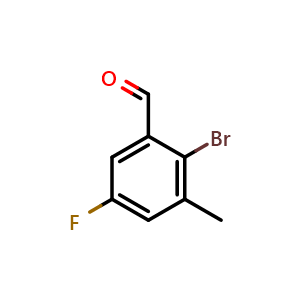 Chemical structure of 2-bromo-5-fluoro-3-methylbenzaldehyde , CAS 1799977-88-0, AChemBlock AD295939