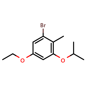 Chemical structure of 1-bromo-5-ethoxy-3-isopropoxy-2-methylbenzene , CAS 2918838-41-0, AChemBlock AD295940