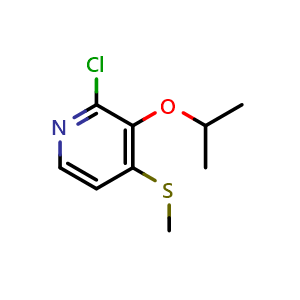 Chemical structure of 2-chloro-3-isopropoxy-4-(methylthio)pyridine , CAS 2918857-20-0, AChemBlock AD295941