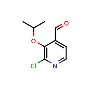 Chemical structure of 2-chloro-3-isopropoxyisonicotinaldehyde , CAS 1289021-76-6, AChemBlock AD295942