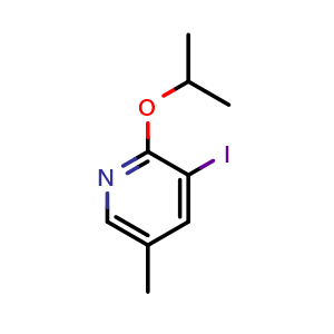 Chemical structure of 3-iodo-2-isopropoxy-5-methylpyridine , CAS 2918852-25-0, AChemBlock AD295946